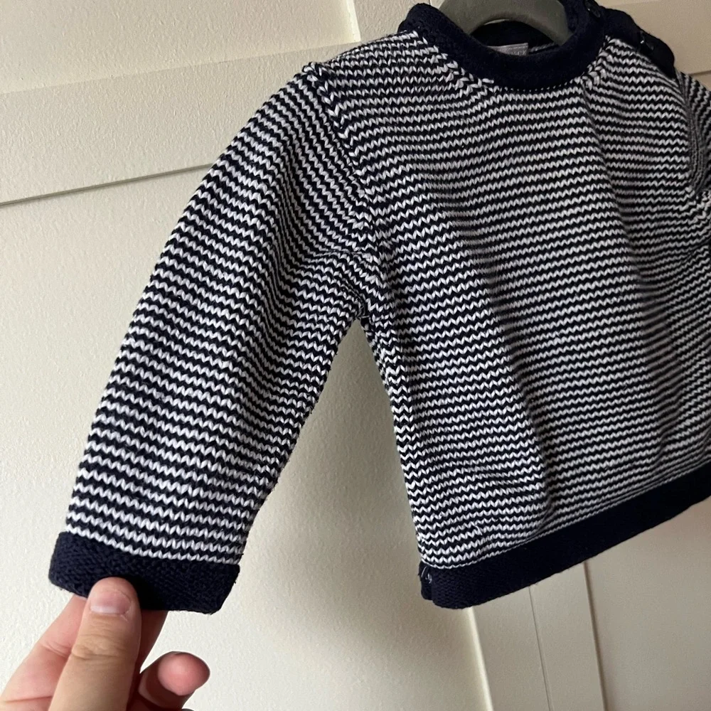 Janie And Jack Baby‎ Infant Vintage Striped Anchor Sweater Size 6-12 Months